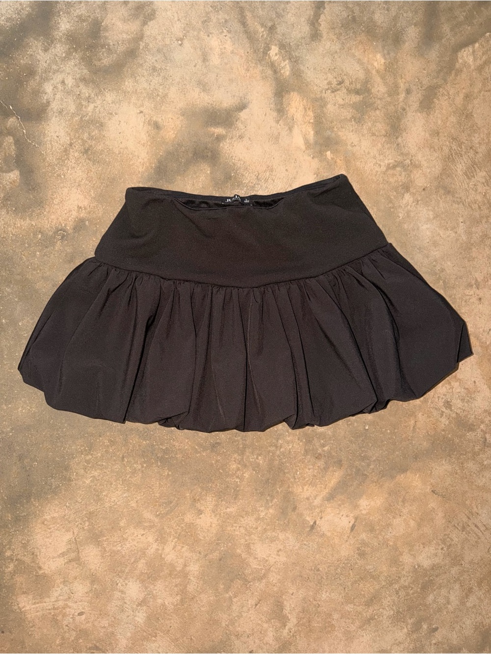 Julia Black Bubble Hem Mini Skirt Size Large (Fit M) Y2K Balletcore Pull On